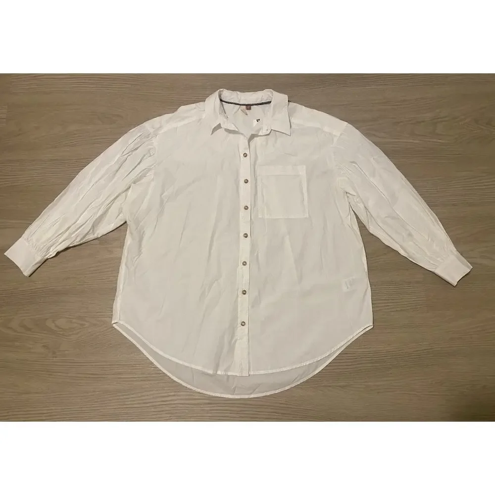 NWT Pilcro Oversized Poplin Shirt XS White Button Up Anthropologie Preppy